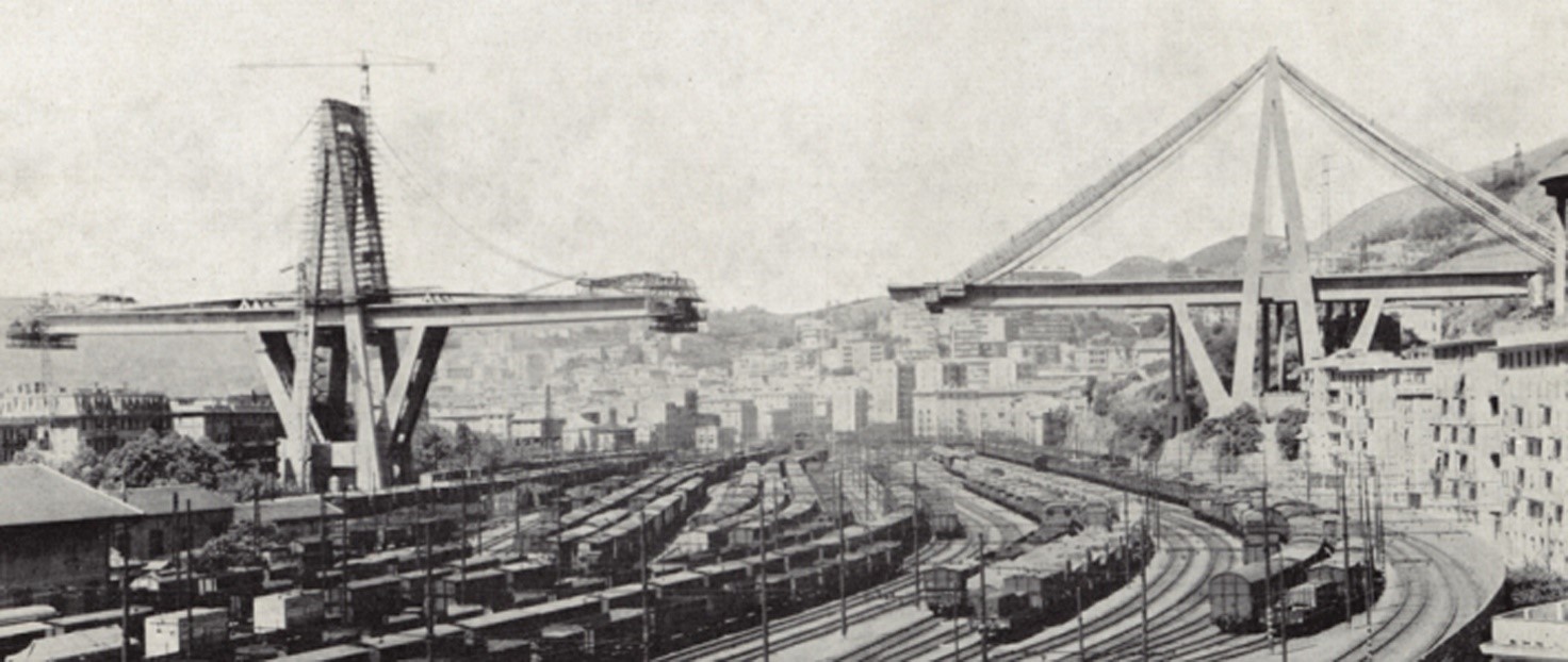 Fasi di costruzione del ponte sul Polcevera (1963/ 1967) (Fonte: Società italiana per le Condotte dell’Acqua)